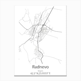 Radnevo,Bulgaria Minimalist Map Canvas Print