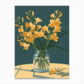 Freesia Flowers On A Table   Contemporary Illustration 3 Canvas Print