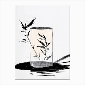 Vase Of Bamboo Ink Canvas Print