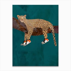 Leopard In Sneakers Canvas Print