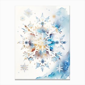 Symmetry, Snowflakes, Storybook Watercolours 5 Canvas Print