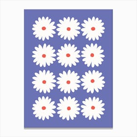 Daisy Red Blue Canvas Print