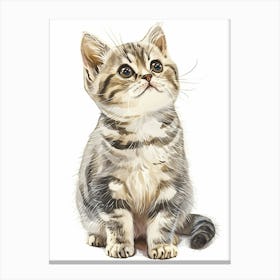 American Shorthair Cat Clipart Illustration 3 Canvas Print