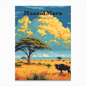 Maasai Mara Kenya Savannah Travel Illustration Toile