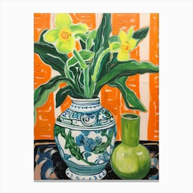 Flowers In A Vase Still Life Painting Daffodil 2 Canvas Print