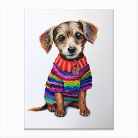 Baby Animal Wearing Sweater Puppy 4 Canvas Print