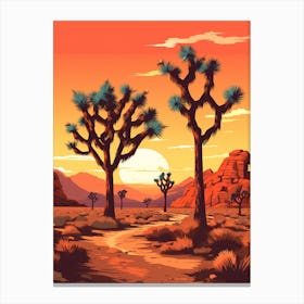 Joshua Tree At Sunset In Nat Viga Style (1) Canvas Print
