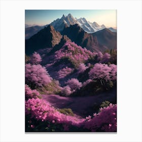 Azalea Colonies Spreading In A Valley Surrounded By Peaks Canvas Print