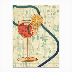 Fruity Cocktail With Geometric Background 2 Canvas Print