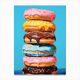 Stack Of Donuts Blue Background 4 Canvas Print