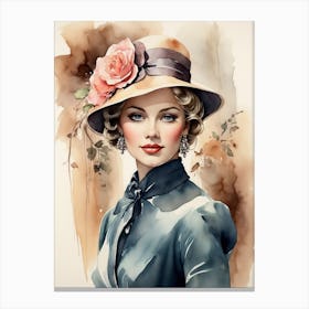 Vintage Woman In Hat Canvas Print