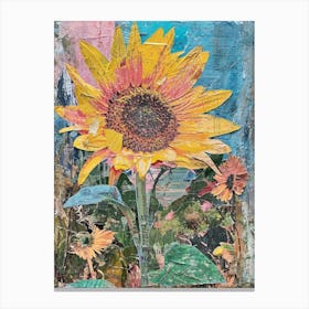 Sunflower Kitsch Collage Canvas Print