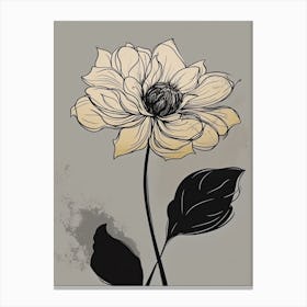 Dahlia Line Art Flowers Illustration Neutral 10 Canvas Print