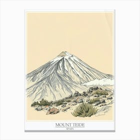 Mount Teide Spain Color Line Drawing 6 Poster Canvas Print