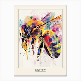 Honey Bee Colourful Watercolour 1 Poster Canvas Print