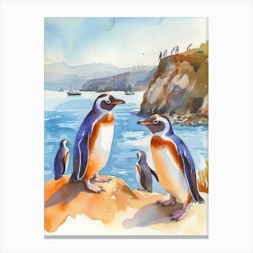 Humboldt Penguin Petermann Island Watercolour Painting 2 Canvas Print