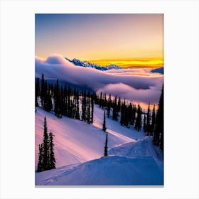 Kicking Horse, Canada Sunrise Skiing Poster Canvas Print