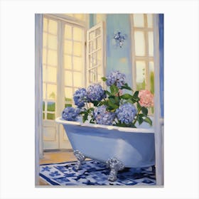 A Bathtube Full Hydrangea In A Bathroom 3 Canvas Print