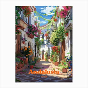 Andalusia Spain Wine Town Travel Art Illustration Canvas Print