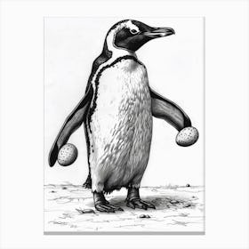 Emperor Penguin Balancing Eggs 3 Canvas Print
