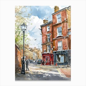 Kensington And Chelsea London Borough   Street Watercolour 6 Canvas Print