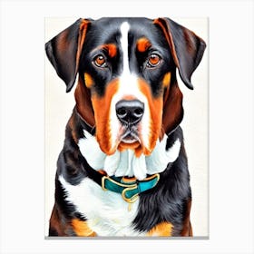 Black And Tan Coonhound 5 Watercolour dog Canvas Print