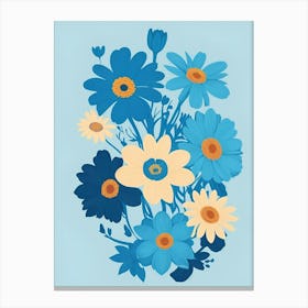 Beautiful Flowers Illustration Vertical Composition In Blue Tone 20 Canvas Print