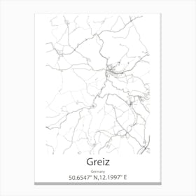 Greiz,Germany Minimalist Map Canvas Print