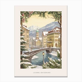 Vintage Winter Poster Lucerne Switzerland 2 Canvas Print