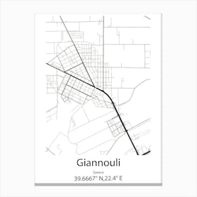 Giannouli,Greece Minimalist Map Canvas Print