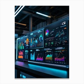 A Digitally Illustrated Dashboard Interface For Advanced Ai Business Management Dashboards Show Met (5) Canvas Print