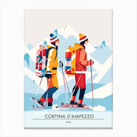 Cortina D Ampezzo   Italy, Ski Resort Poster Illustration 3 Canvas Print
