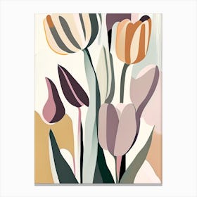 Tulip Wildflower Modern Muted Colours 1 Canvas Print