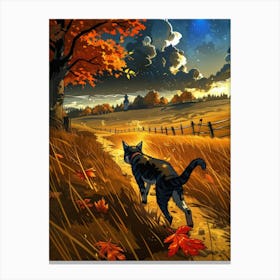 Cat Walking In A Field Canvas Print