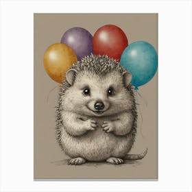 Hedgehog With Balloons 3 Canvas Print