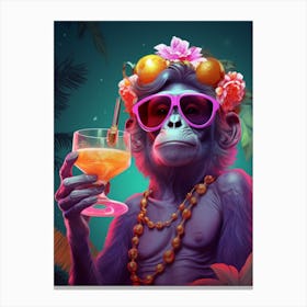 Monkey In Sunglasses Canvas Print