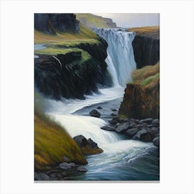 Hraunfossar, Iceland Peaceful Oil Art  Canvas Print