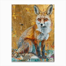 Fox Gold Effect Collage 3 Canvas Print