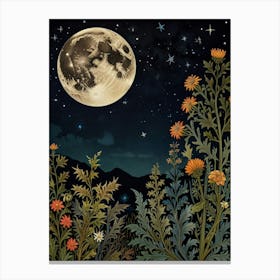 Moon In Forest Style William Morris 6 Canvas Print