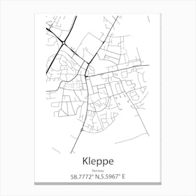 Kleppe,Norway Minimalist Map Canvas Print