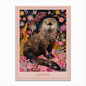 Floral Animal Painting Sea Otter 3 Poster Canvas Print