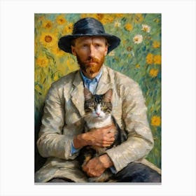 Man With A Cat Canvas Print