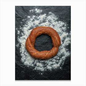 Turkish simit, freshly baked — Food kitchen poster/blackboard, photo art Canvas Print