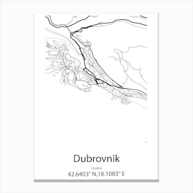 Dubrovnik,Croatia Minimalist Map Canvas Print