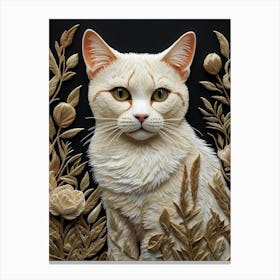 Cat With Flowers 1 Canvas Print