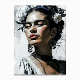 Hey Frida portrait woman Canvas Print