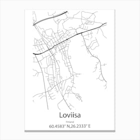 Loviisa,Finland Minimalist Map Canvas Print