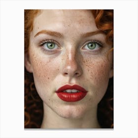 Portrait Of A Woman With Freckles 1 Canvas Print