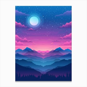 Mountain Landscape At Night Canvas Print