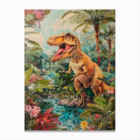 T Rex In A Tropical Forest Canvas Print